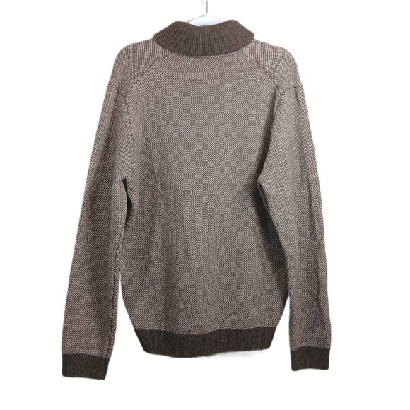 Jos. A. Bank Pullover Sweater Mens Medium Brown Wool Houndstooth Dad Grandpacore - Picture 3 of 5